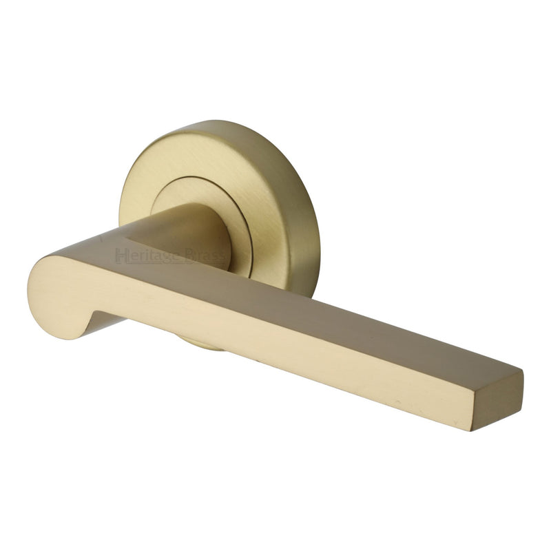 Heritage Brass Metro Mid Century Door Handle on Round Rose