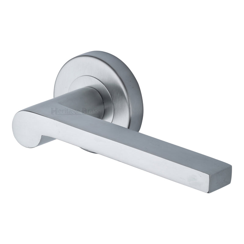 Heritage Brass Metro Mid Century Door Handle on Round Rose
