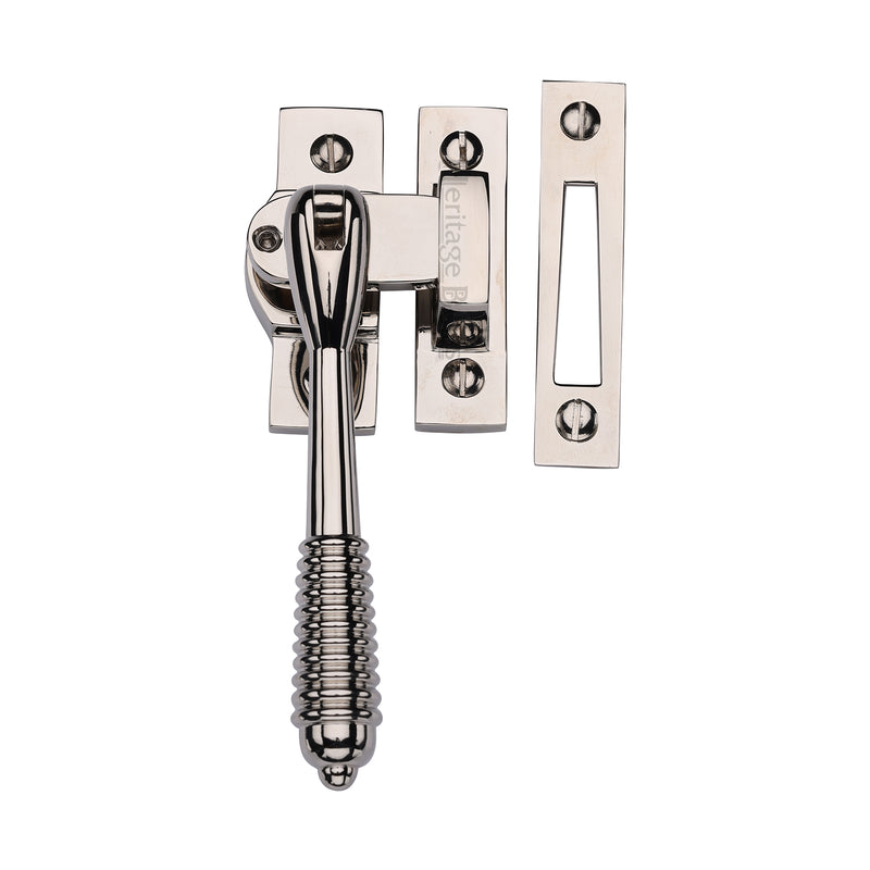 Heritage Brass Lockable Mortice & Hook Plate Reeded Casement Fastener
