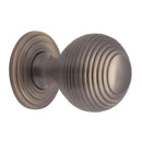 Heritage Brass Reeded Cabinet Knob with Base