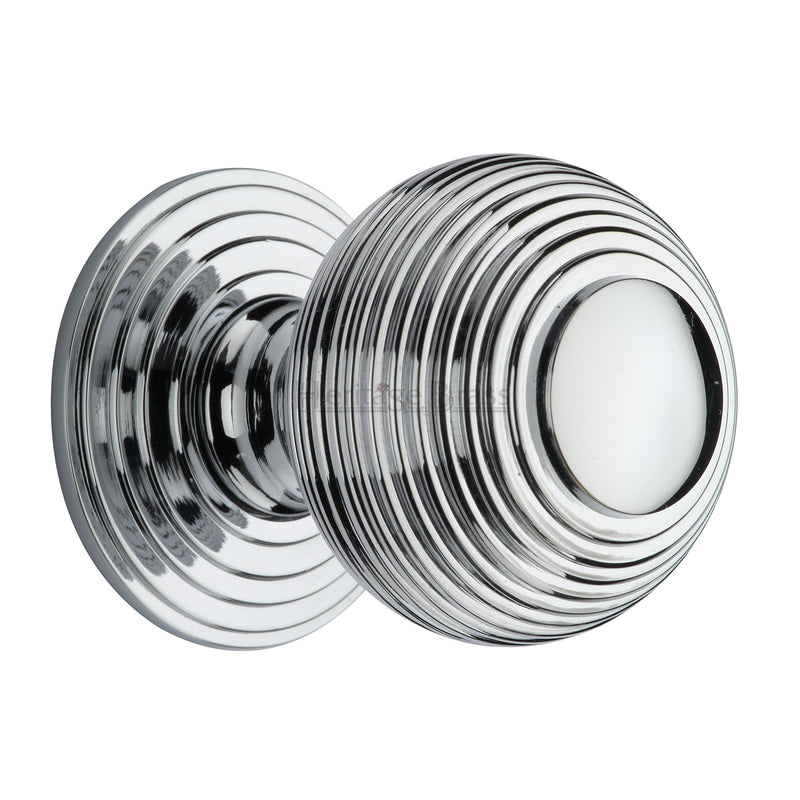 Heritage Brass Reeded Cabinet Knob with Base