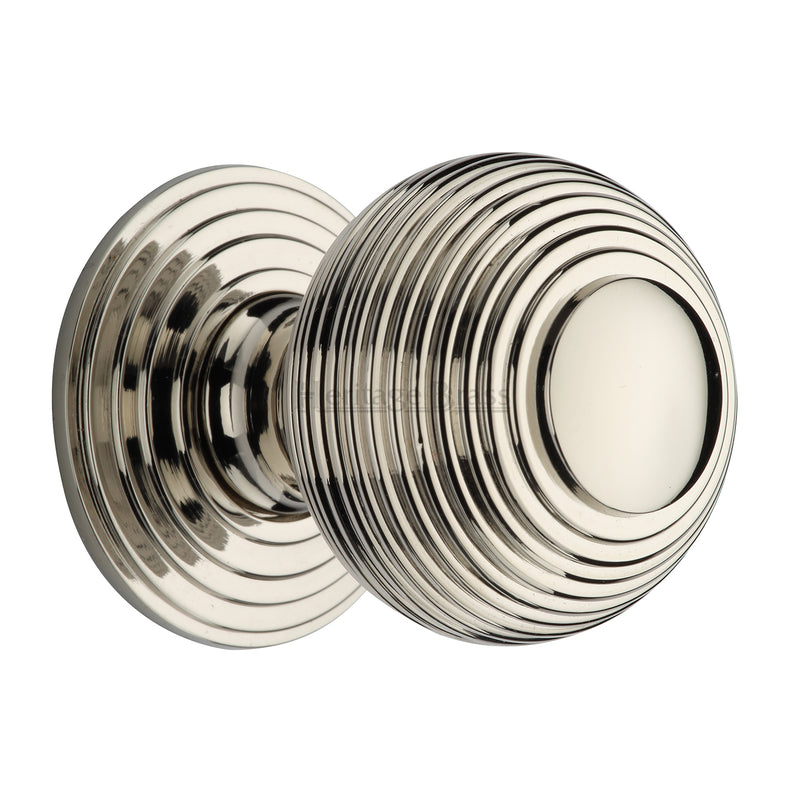 Heritage Brass Reeded Cabinet Knob with Base
