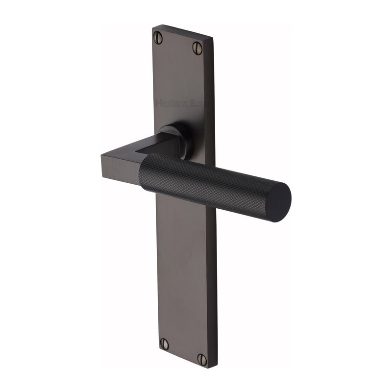 Heritage Brass Bauhaus Knurled Door Handle on Plate