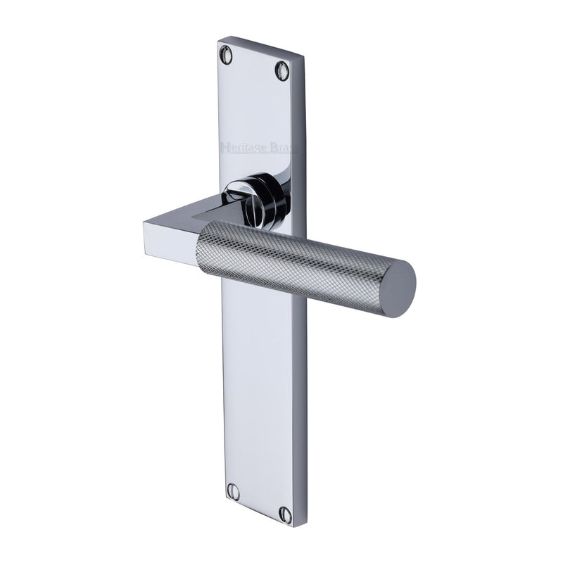 Heritage Brass Bauhaus Knurled Door Handle on Plate