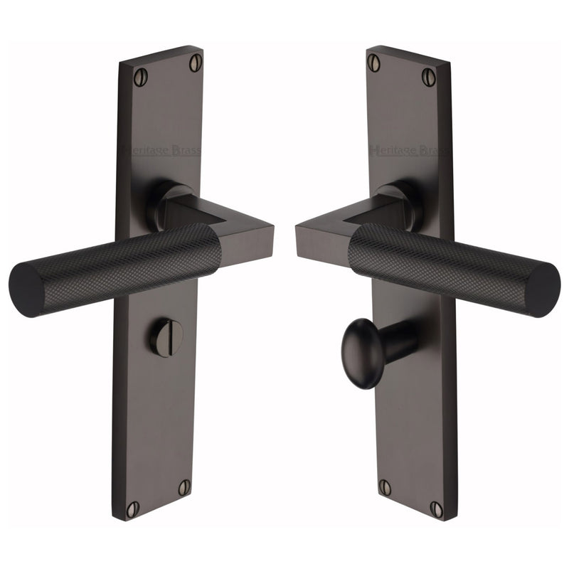 Heritage Brass Bauhaus Knurled Door Handle on Plate