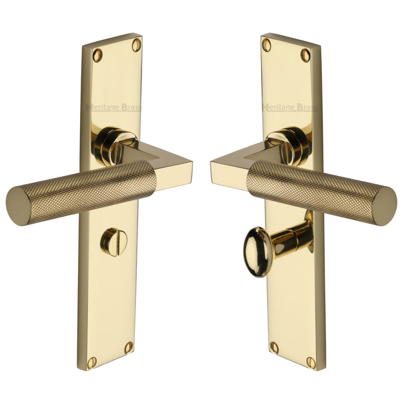 Heritage Brass Bauhaus Knurled Door Handle on Plate