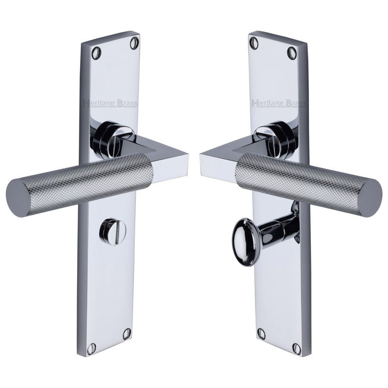 Heritage Brass Bauhaus Knurled Door Handle on Plate