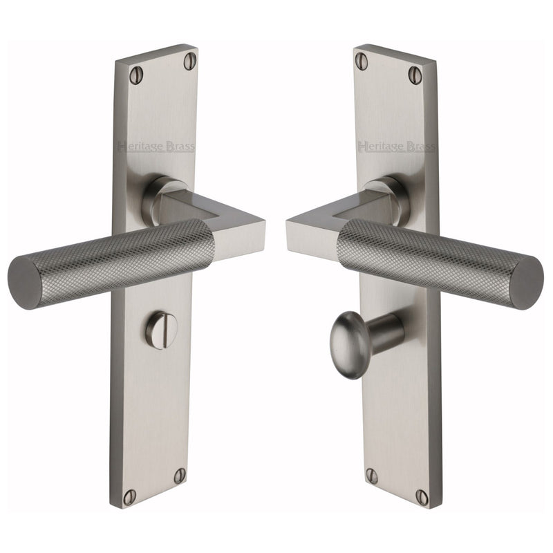 Heritage Brass Bauhaus Knurled Door Handle on Plate