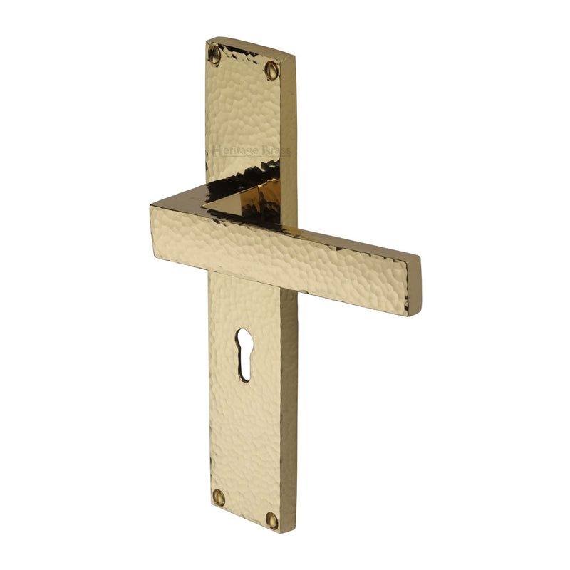 Heritage Brass Delta Hammered Door Handle on Plate