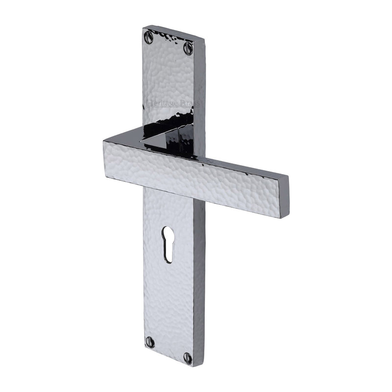 Heritage Brass Delta Hammered Door Handle on Plate