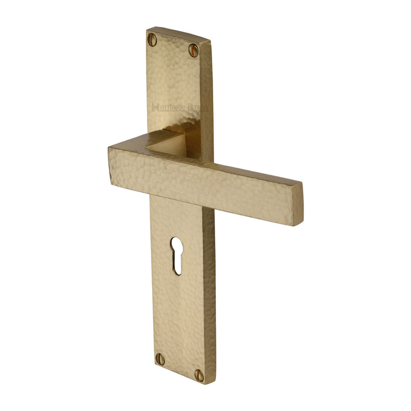 Heritage Brass Delta Hammered Door Handle on Plate