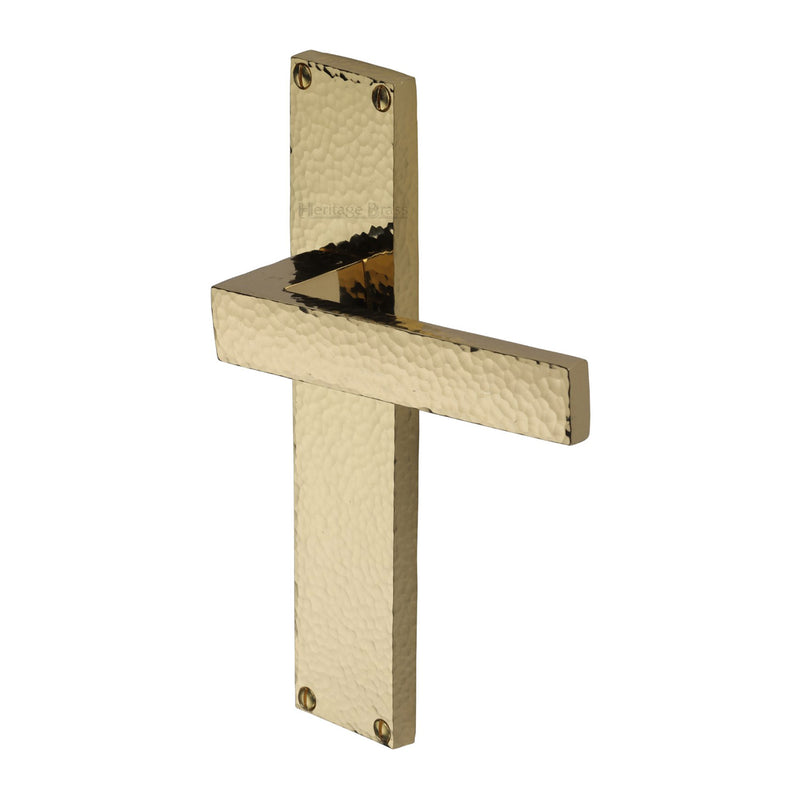 Heritage Brass Delta Hammered Door Handle on Plate