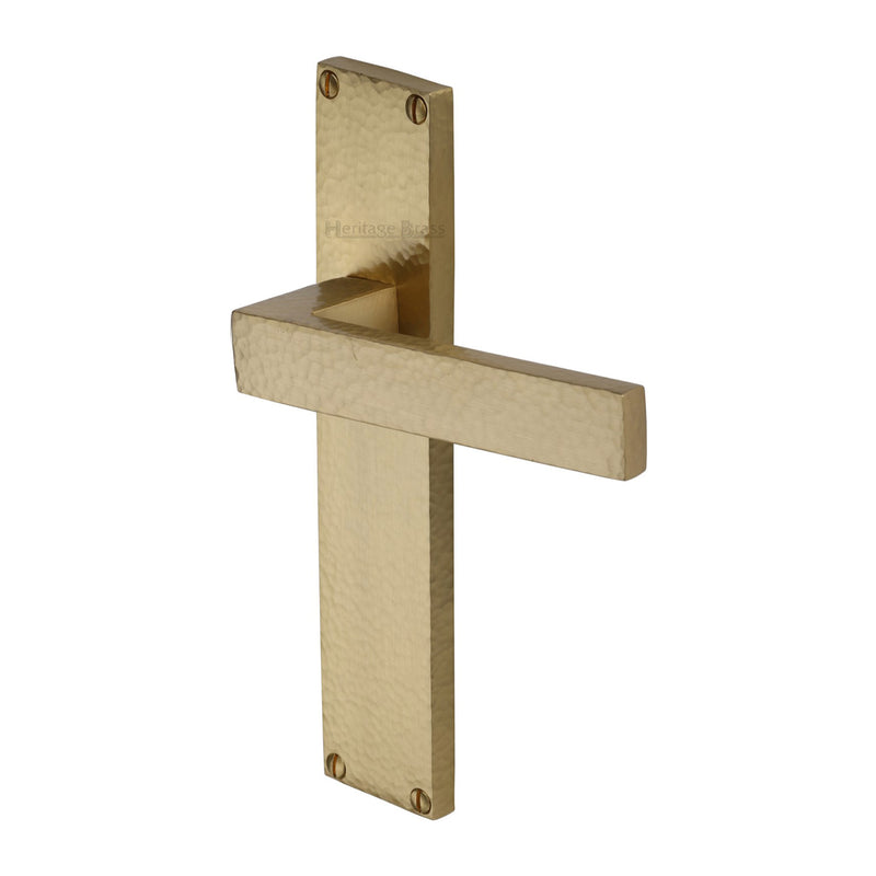 Heritage Brass Delta Hammered Door Handle on Plate