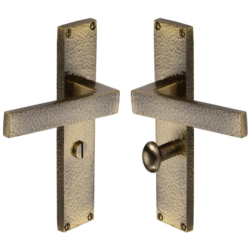 Heritage Brass Delta Hammered Door Handle on Plate