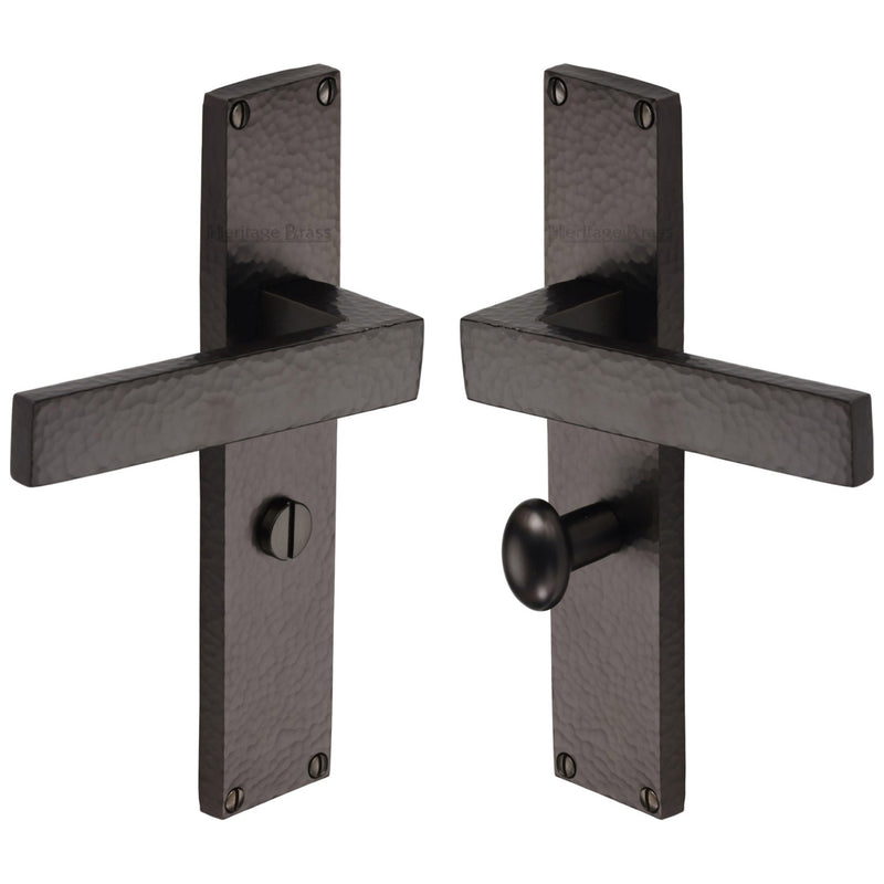 Heritage Brass Delta Hammered Door Handle on Plate
