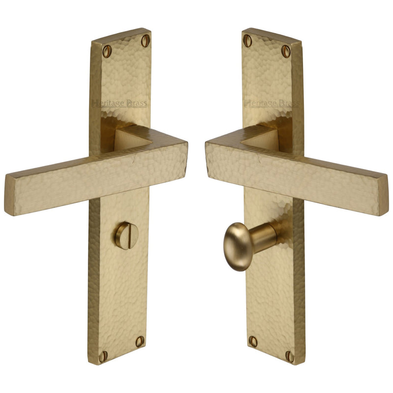 Heritage Brass Delta Hammered Door Handle on Plate