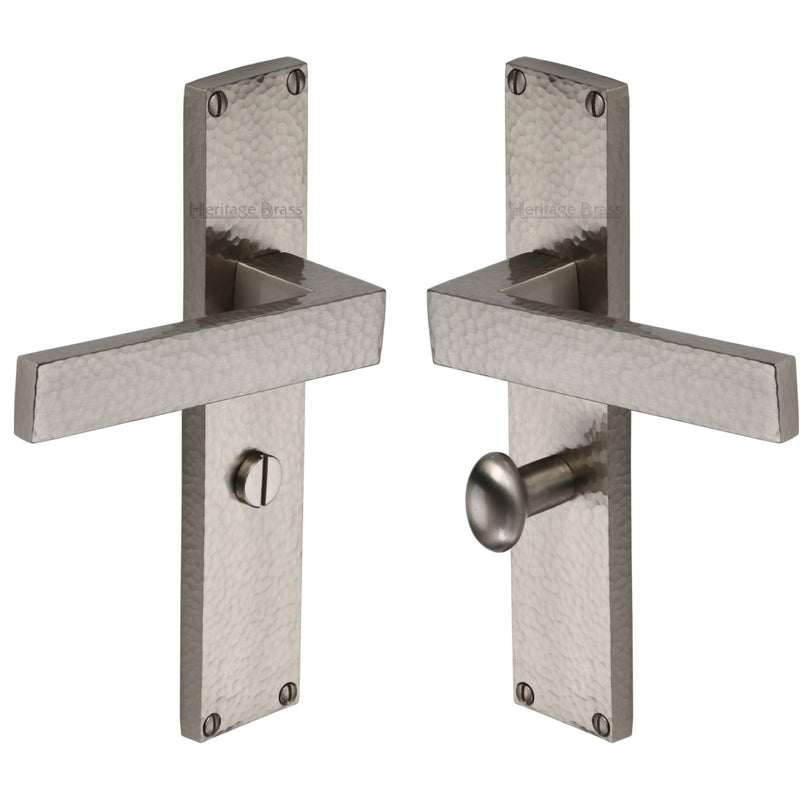 Heritage Brass Delta Hammered Door Handle on Plate