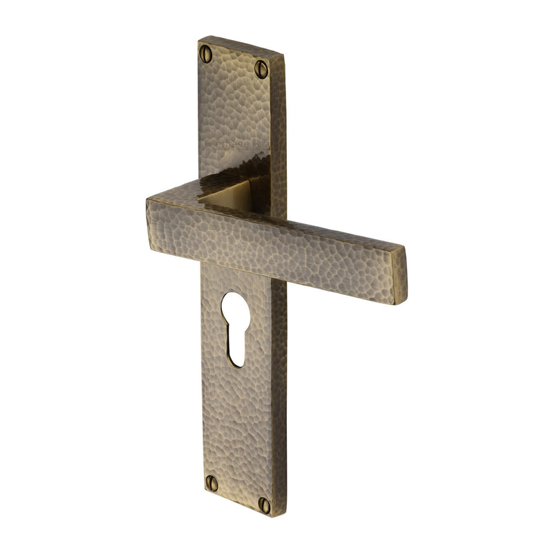 Heritage Brass Delta Hammered Door Handle on Plate