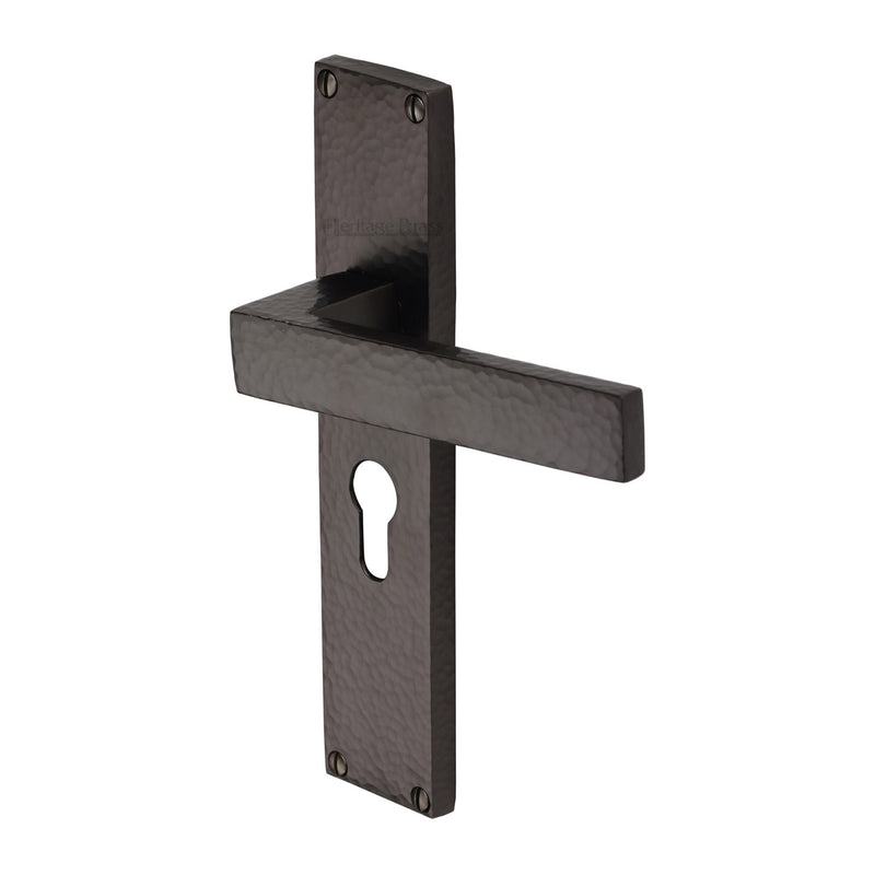 Heritage Brass Delta Hammered Door Handle on Plate