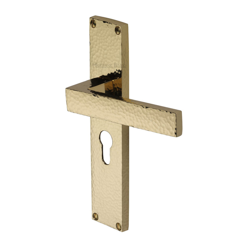 Heritage Brass Delta Hammered Door Handle on Plate