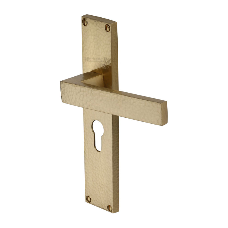 Heritage Brass Delta Hammered Door Handle on Plate
