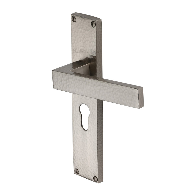 Heritage Brass Delta Hammered Door Handle on Plate