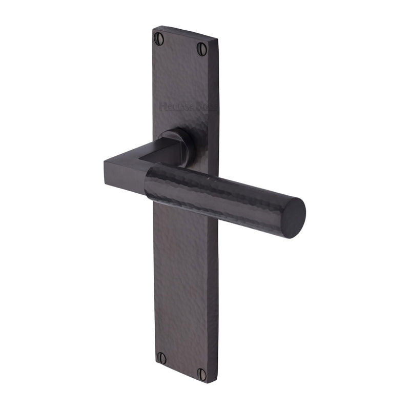 Heritage Brass Bauhaus Hammered Door Handle on Plate