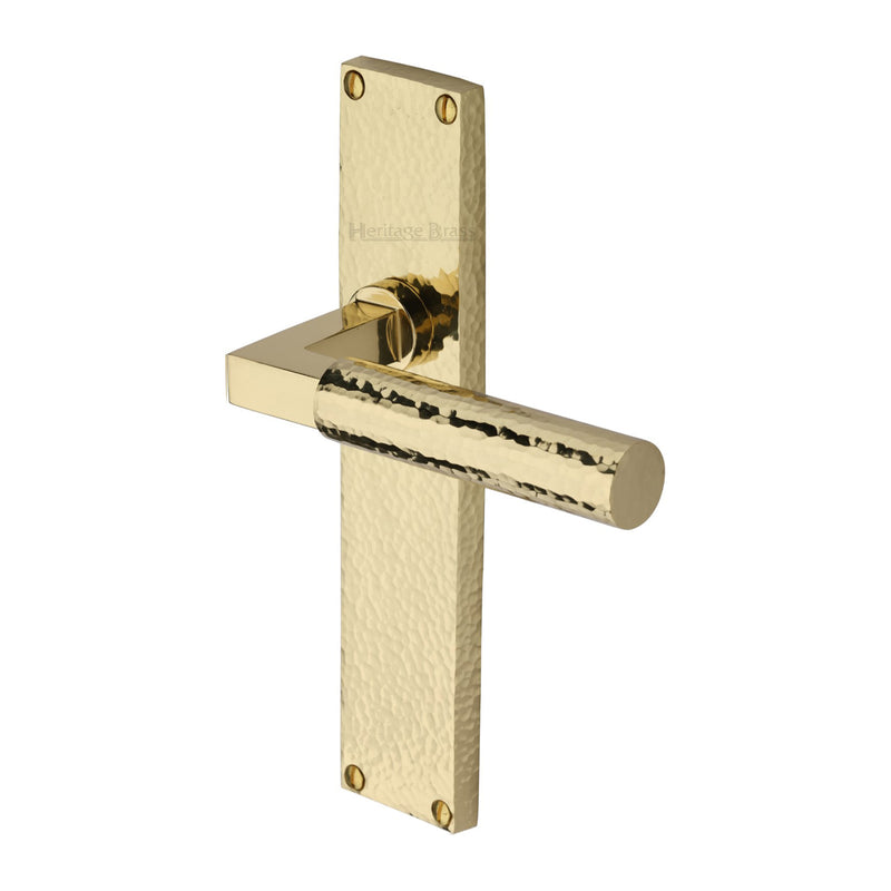 Heritage Brass Bauhaus Hammered Door Handle on Plate