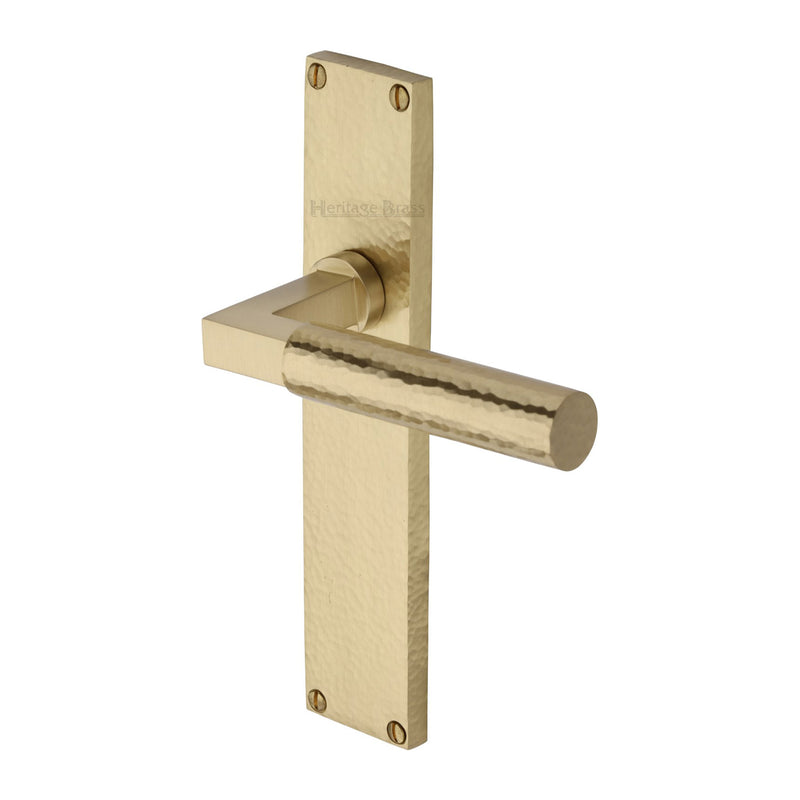 Heritage Brass Bauhaus Hammered Door Handle on Plate