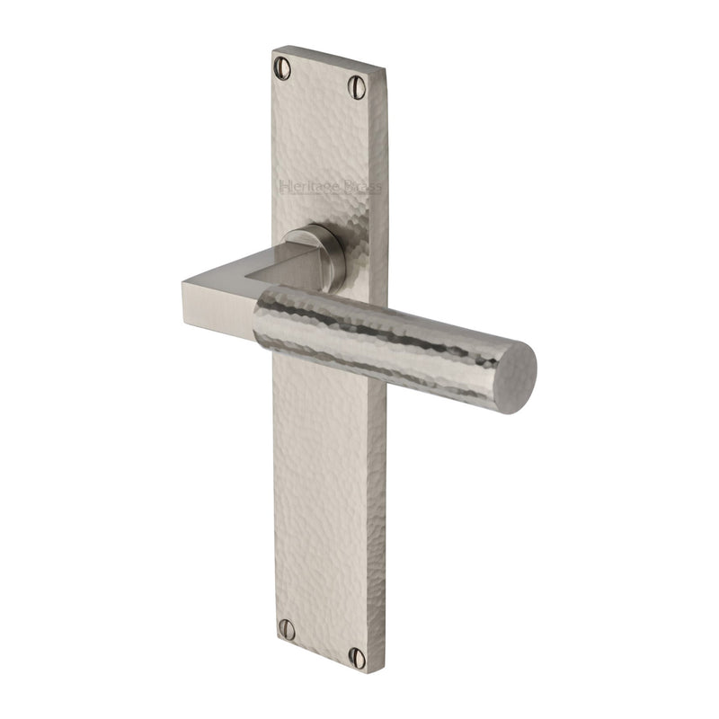 Heritage Brass Bauhaus Hammered Door Handle on Plate