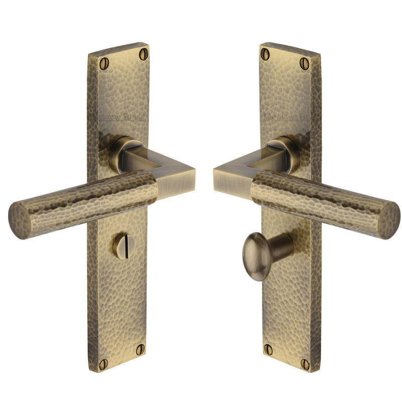Heritage Brass Bauhaus Hammered Door Handle on Plate