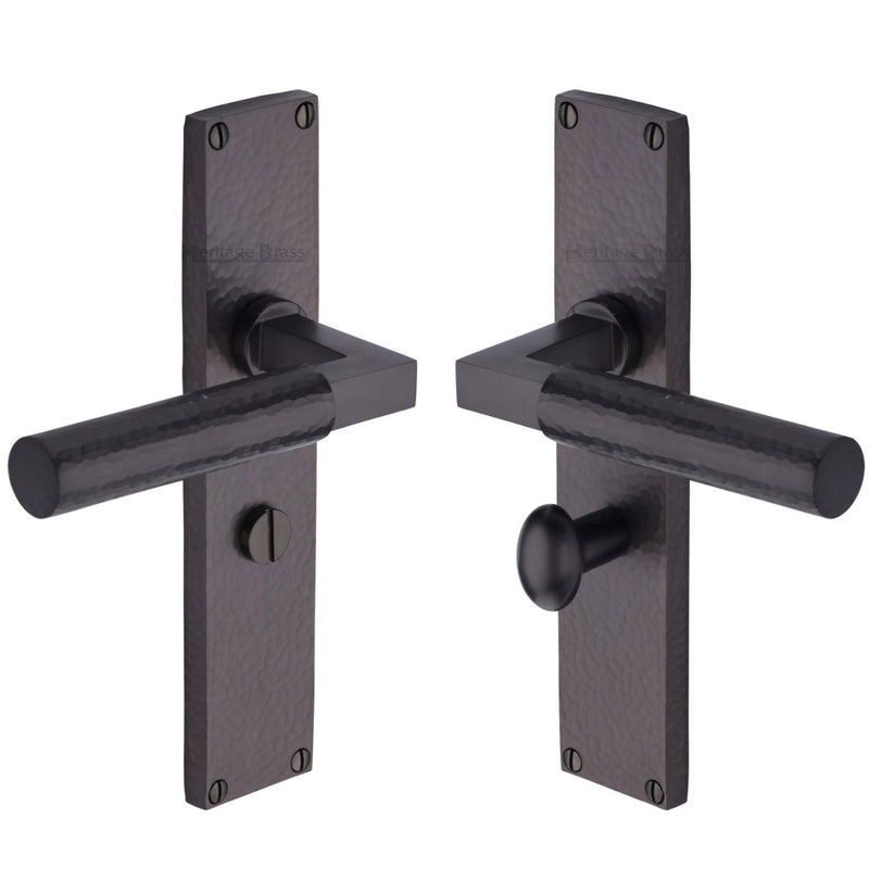 Heritage Brass Bauhaus Hammered Door Handle on Plate