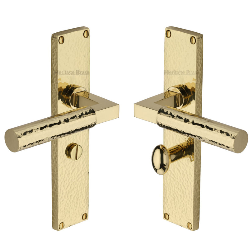 Heritage Brass Bauhaus Hammered Door Handle on Plate