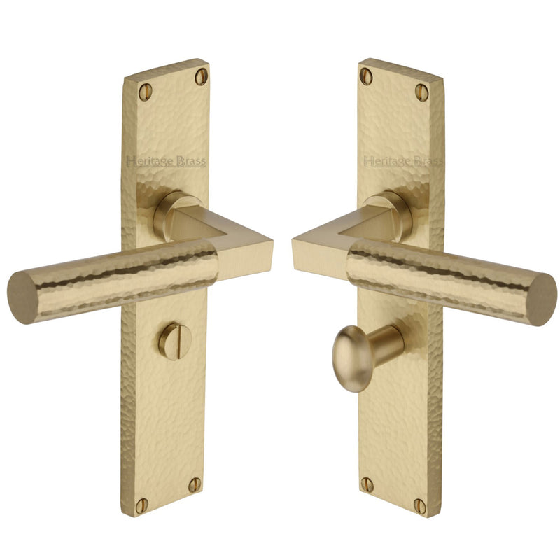 Heritage Brass Bauhaus Hammered Door Handle on Plate