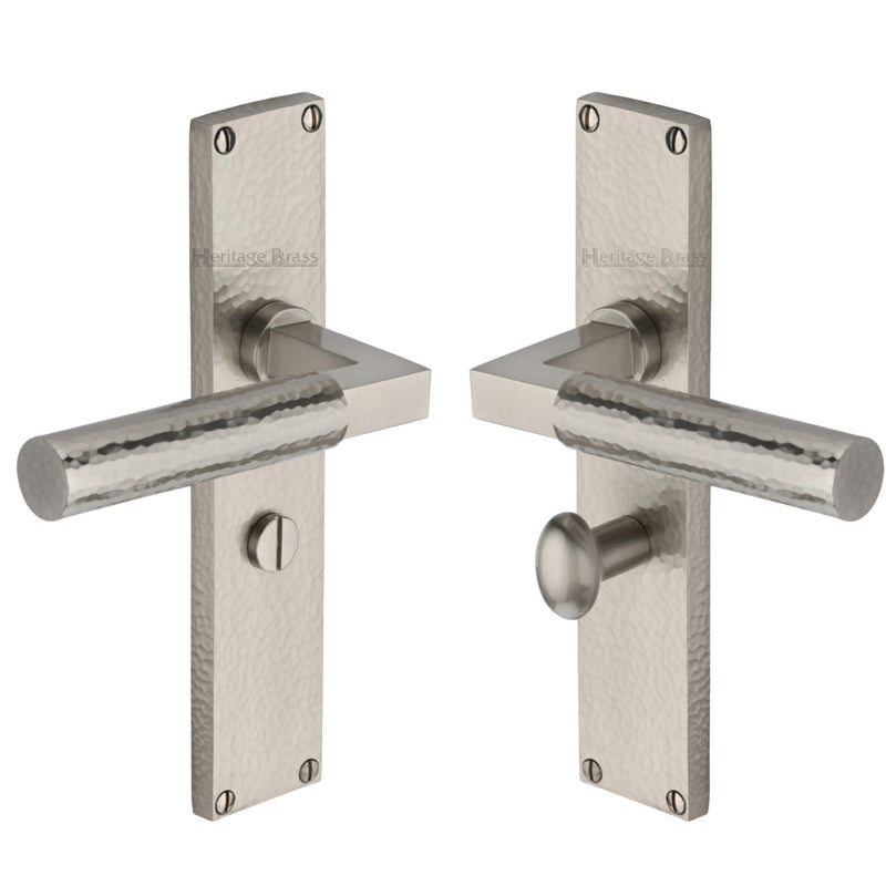Heritage Brass Bauhaus Hammered Door Handle on Plate