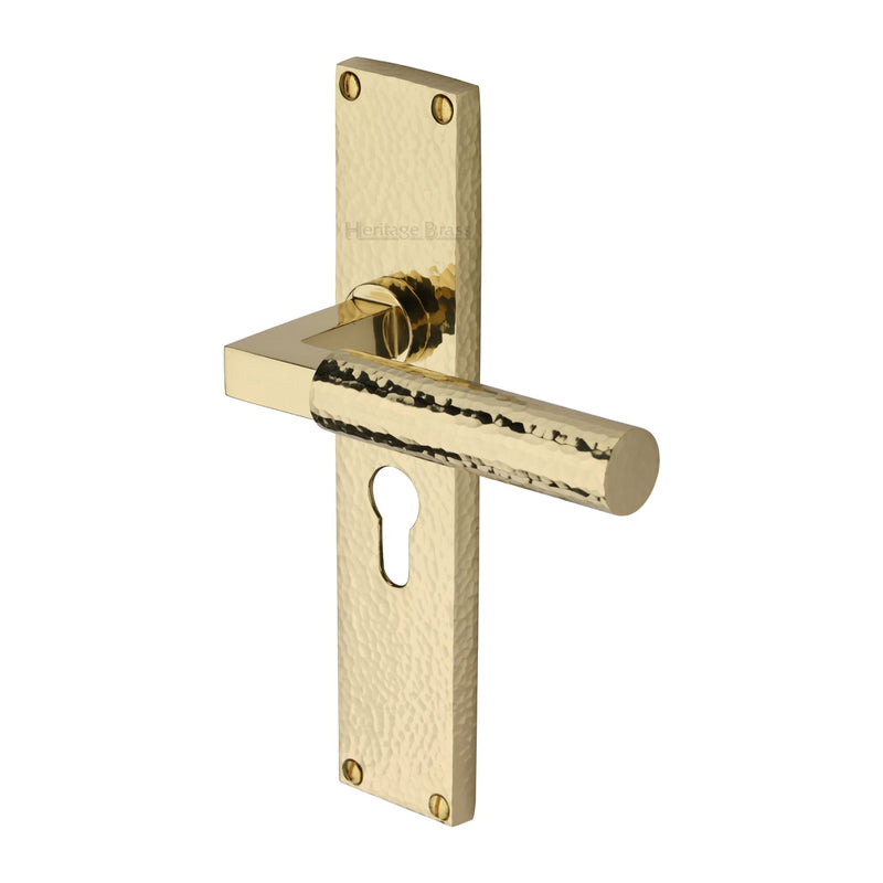 Heritage Brass Bauhaus Hammered Door Handle on Plate