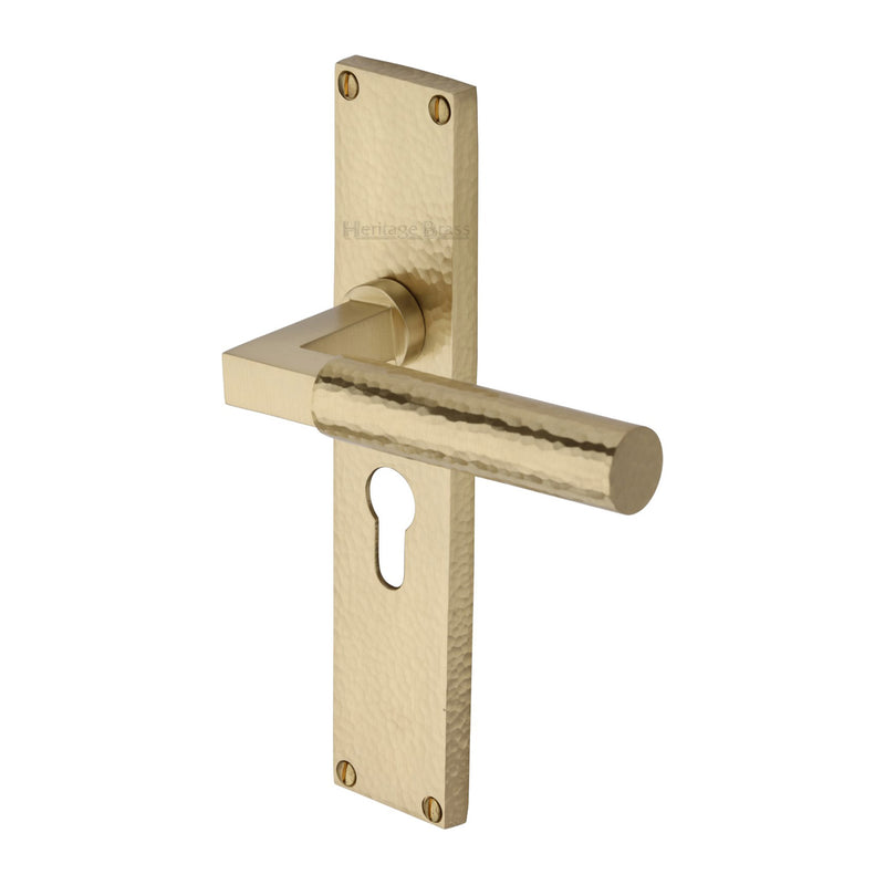 Heritage Brass Bauhaus Hammered Door Handle on Plate