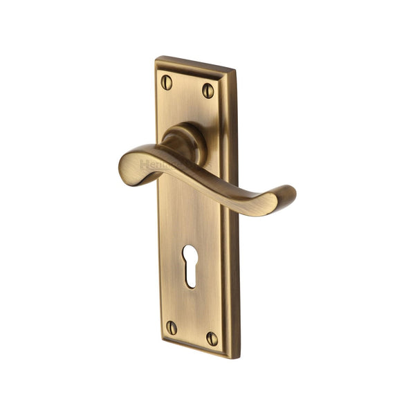 Heritage Brass Edwardian Door Handle on Plate