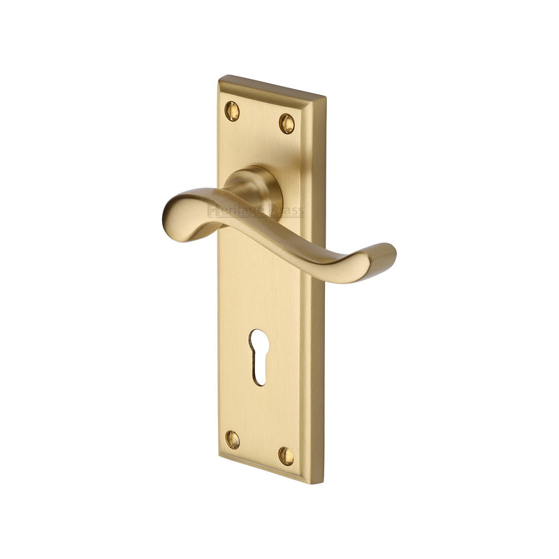 Heritage Brass Edwardian Door Handle on Plate