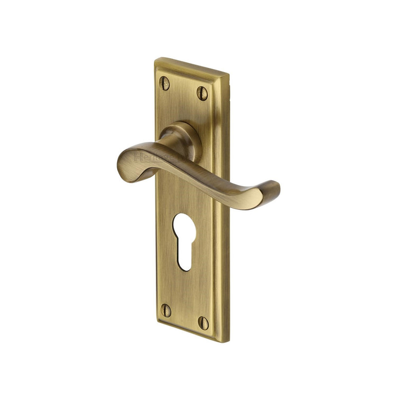 Heritage Brass Edwardian Door Handle on Plate
