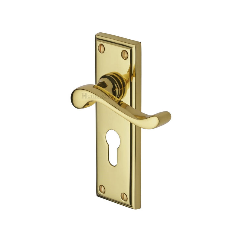Heritage Brass Edwardian Door Handle on Plate