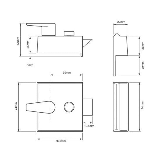 Union L1026 Non-Deadlocking Rim Nightlatch - 50mm Backset - CG Case without Cylinder