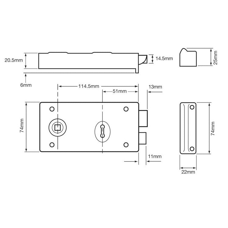 Union 1448 Rim Sashlock - Black Japanned