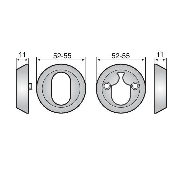 ASSA 18256 Cylinder Accessory Set with 11mm Cylinder Ring - Satin Chrome