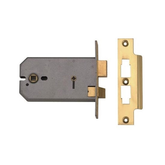 Union 2026 Horizontal Bathroom Lock - 124mm (5") Case - Brass