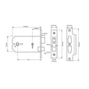 Union 2026 Horizontal Bathroom Lock - 124mm (5") Case - Brass