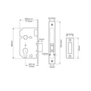Union L2149 Euro Deadlock - 77.5mm (3") Case - 57mm Backset - Satin Chrome