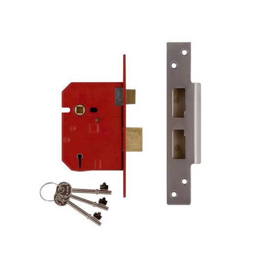 Union 2234E British Standard BS3621 5 Lever Sashlock - 67mm (2.5") Case - 45mm Backset - Brass - Keyed Alike