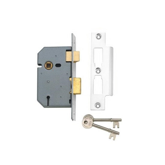Union 2277 3 Lever Sashlock - 102mm (4") Case - 82.5mm Backset - Satin Chrome