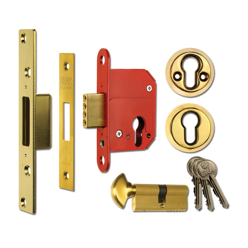 ERA Fortress 233 British Standard BS8621 Euro Deadlock - 67mm (2.5") Case - 44mm Backset - Brass - Keyed Alike